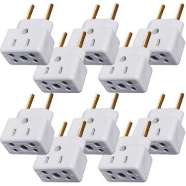 Imagem de KIT 10 Adaptadores de Tomada Universal Benjamin "Bob Esponja" | Conversor 3 para 2 Pinos | 10A e 20A (Pino Grosso) | Bivolt NBR 14136