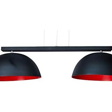 Imagem de Pendente Redondo Ref 6001 Preto/Vermelho Soquete E27 2 Lampada (79 X 30 X 19 cm) Bivolt Fabricado em aluminio Pantoja&Carmona