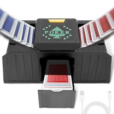 Imagem de KTZCTPCA Baralhador de cartas automático recarregável, máquina de embaralhar cartas elétrica, embaralhador elétrico, embaralhador de cartas de baixo ruído, embaralhador de cartas de mistura elétrica
