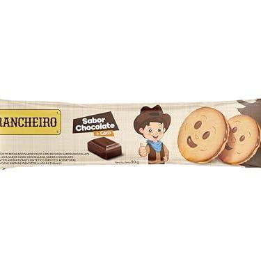 Imagem de Biscoito Recheado de Coco com Chocolate Rancheiro, 90g | Crocante, Sabor Tropical, Recheio Cremoso