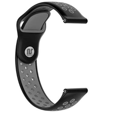 Imagem de Pulseiras esportivas NSmart Smartwatch 22mm ou 20mm compatível com Samsung Galaxy Watch 3 45mm - 41mm - Galaxy Watch 46mm - Gear S3 Frontier - Amaz fit GTR 2 / GTR 3 / GTS / GTS 2 / GTS 3 / GTS mini - Stratos 2 / Stratos 3 - Pace - Hawei GT - Nandos_Store (22mm, Preto/Cinza)