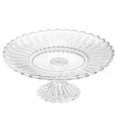 Imagem de Prato Lux High Fruteira C/ Pé Centro de Mesa Vidro Saladeira Prato de 