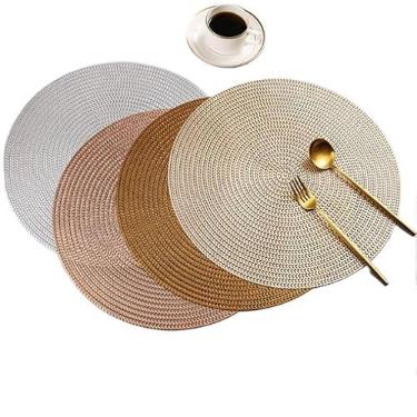 Imagem de Kit 4 ou 6 Peças Jogo Americano Redondo Sousplat de Mesa Suplat Design Elegante Impermeável(Aleatório,4)