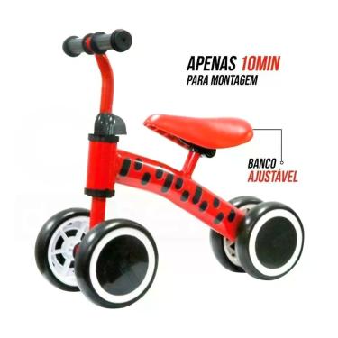 Imagem de Triciclo Andador Infantil 7626 Banco Ajustável Desenvolve Equilíbrio e Caminhar Vermelho Zippy Toys 18CM