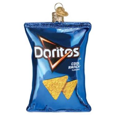 Imagem de Old World Christmas Ornamento soprado de vidro para árvore de Natal Doritos Cool Ranch Chips