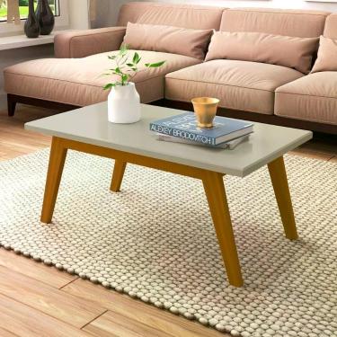 Imagem de Mesa De Centro Com Pés Em Madeira Prism Off White - Patrimar