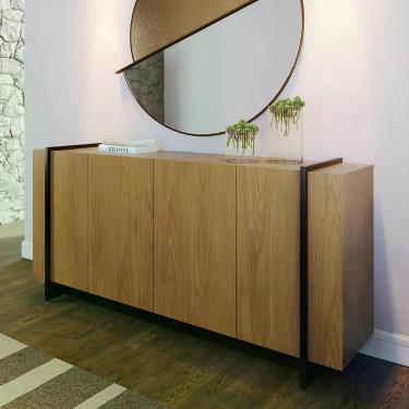 Imagem de Aparador Buffet Copacabana 160cm 4 Portas De Giro - Ssx Multicoisas Cor Freijo/preto Fosco