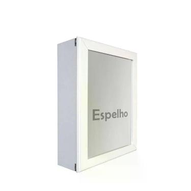 Imagem de Armário Aéreo Banheiro Com Espelho Espelheira Branco Laca - FORMALIVRE