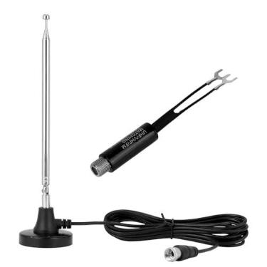 Imagem de Antena Telescópica Magnética para Rádio FM com Adaptador Ligação para Colunas Estéreo de Secretária Receptores Estéreo Rádios Digitais HD e Sistemas de Cinema em Casa