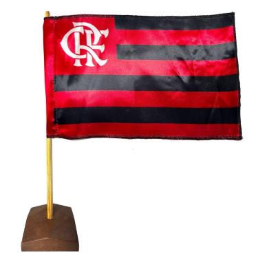 Imagem de Bandeira de Mesa do Flamengo Myflag Pedestal Madeira