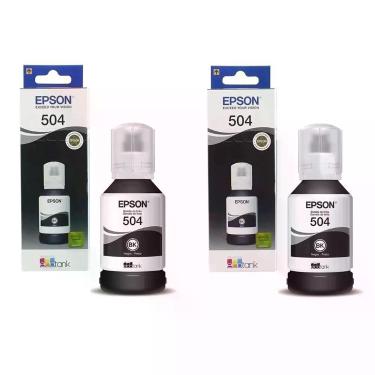 Imagem de Kit 2 Refil Preto Tinta T504 504 Epson Original L4150, L4160, L6161