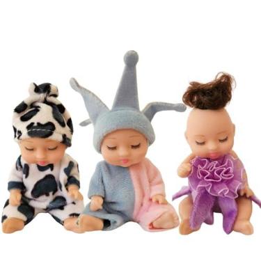Imagem de Mini Bonecas Bebê Reborn Com Pijama - Kit 3 Unidades | Bonequinhas Fofas (Coleção 1)