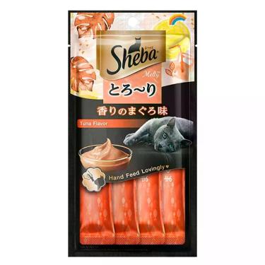 Imagem de Petisco Sheba Cremoso Sabor Atum Gatos Adultos com 4 Sachês 12g