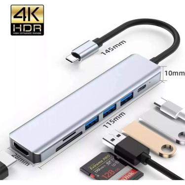 Imagem de Hub Adaptador Dockstation 7 Em 1 Usb Tipo C Multiportas - Type-C