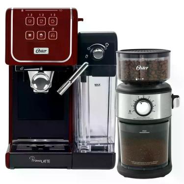 Imagem de Kit Cafeteira Espresso Oster Primalatte Touch + Precision Aço Inox 18 Xícaras Vermelho 220V