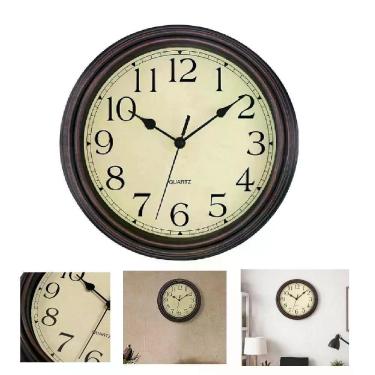 Imagem de Relógio de Parede Vintage Analógico Silencioso Estilo Madeira Marrom Decorativo para Casa Cozinha Escritório Yeet