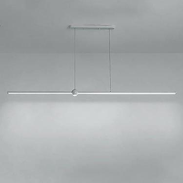 Imagem de Lustre de decoração de cristal LED regulável Lustres lineares modernos para sala de jantar sobre mesa Prata Luxo Cristal Teto Pingente Luz Longa Lâmpada Pendurada para Cozinha Isla