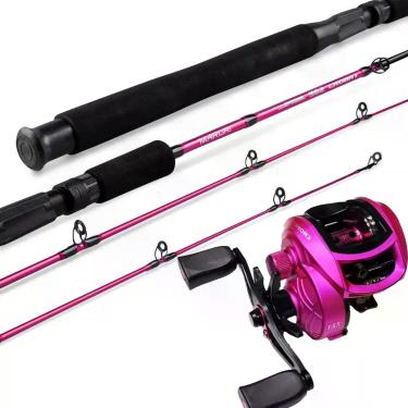 Imagem de Kit de pesca Vara e Carretilha CROBAT - Maruri, Rosa, Esquerda