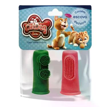 Imagem de Kit com 2 Dedeiras para Escovação Dental de Pets CatDog - Sao pet