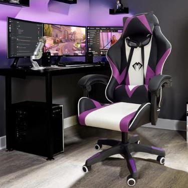 Imagem de Cadeira Gamer Python Fly, Design Estilo Gamer, Tecido Respirável, Design Ergonômico (Roxo)