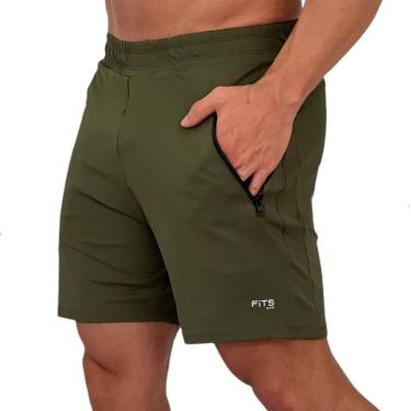 Imagem de Bermuda Masculina Fits Gym em Poliamida com Bolsos com Zíper, Verde mi