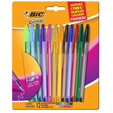 Imagem de Caneta Esferografica Cristal Fashion Dura+ 12CORES - BIC