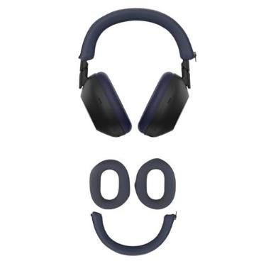 Imagem de [2 conjuntos] Capa protetora de silicone NOUKAJU WH-1000XM6, acessórios para fones de ouvido, almofadas de silicone e faixa de cabeça, capa para Sony 1000XM6 (azul)