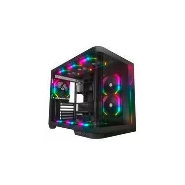 Imagem de Gabinete Gamer Redragon Wideload Extreme, Mid Tower, ATX, Lateral e Frontal em Vidro Temperado Curvo, Preto - CA-605B