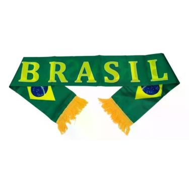 Imagem de Cachecol Taimes Brasil Verde Poliéster Com Franjas
