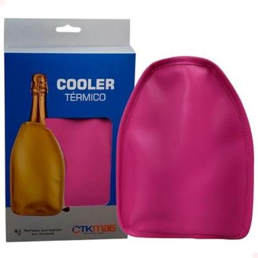 Imagem de Cooler Bolsa Térmica com Gel para Garrafa 750ml em Nylon Vinho Espumante Bebidas Cooler Sleeve CTK Mais (Rosa Pink)