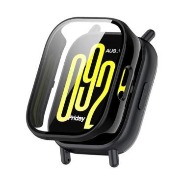Imagem de Capa full case com película compatível com Redmi Watch 5 Active ou 5 Lite Cor:Preta - Active (Não serve no Lite)