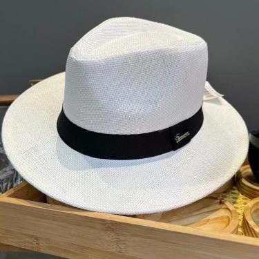 Imagem de Chapéu Panamá OEM Moda Aba Larga Palha Sintética Tamanho Único 58-60 Panamá Neutro Branco Unissex