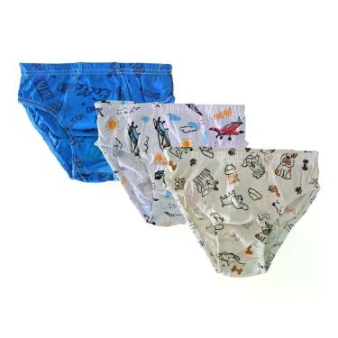 Imagem de Cueca Infantil Kit com 03 unidades Algodão Estampadas Kell Kids, M (3 