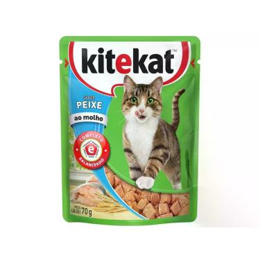 Imagem de Ração Úmida para Gato Adulto Sachê Kitekat - Peixe ao Molho 70g