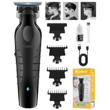 Imagem de KEMEI Trimmer Professional Men 's Cordless Haircut Kit de corte de cabelo elétrico para barba, aparador de contorno de lâmina T Zero Gap masculino, KM-2299