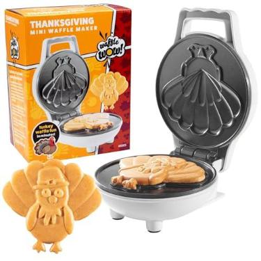 Imagem de Mini máquina de waffle de peru de Ação de Graças – Faça o café da manhã especial para crianças e adultos com design de peru fofo, 10 cm Waffler ferro elétrico antiaderente – Diversão e festivo, presente de outono, receitas incluídas