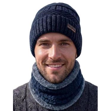 Imagem de Kit Touca Boina Gorro Cachecol Beanie Forrada Lã Inverno - Modas Fagun