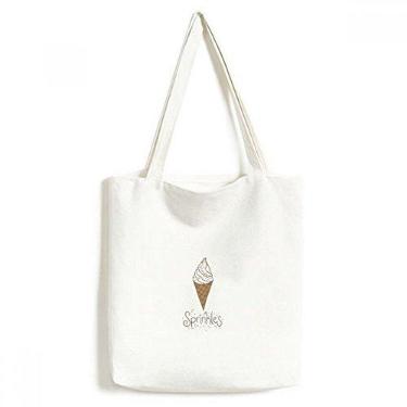 Imagem de Sacola de lona com agulha colorida de chocolate Sweet Ice Bolsa de compras casual