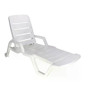 Imagem de Espreguiçadeira Leblon Praia Camping Piscina Branca 4 Estágios Suporta