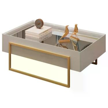 Imagem de Mesa De Centro Espelhada Para Sala De Estar Pés Industrial Malika D05 Bali - Lyam Decor