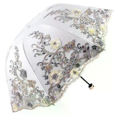 Imagem de Guarda-chuva Honeystore Sun Protection Vintage Lace Wedding Grey