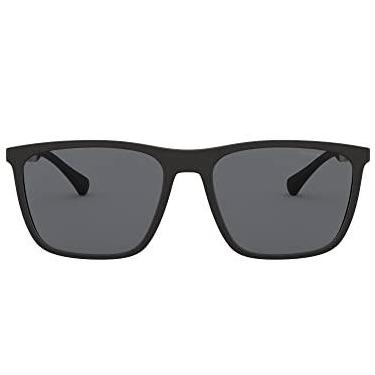 Imagem de Óculos de sol redondos masculinos Emporio Armani, borracha preta/cinza, tamanho único