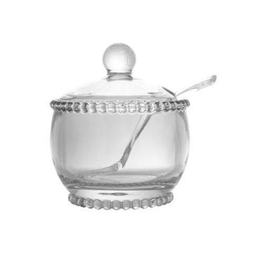 Imagem de Açucareiro 11cm Pearl Com Colher De Cristal Chique Moderno Para Mesa -