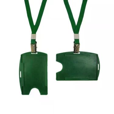Imagem de Cordão para Crachá Tecido Verde com Presilha Jacaré Pacote com 10 - Ma