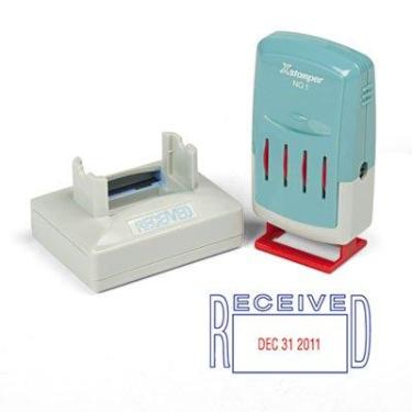 Imagem de Carimbos Xestamper de data de estoque Versadater Stamps, recebidos, azul/vermelho