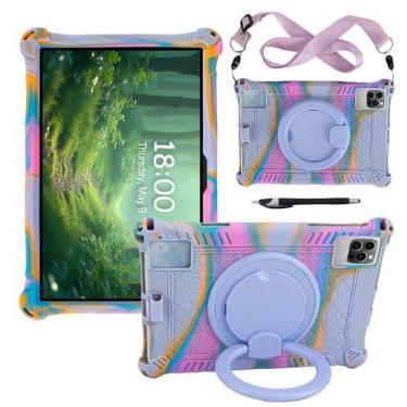 Imagem de Misenya Capa de 10 polegadas para tablet Moderness/BYYBUO/Blackview/VASTKING/Okaysea/DOOGEE/Plimpton, capa universal para tablet de 10 polegadas com suporte giratório/cordão/caneta stylus (colorido