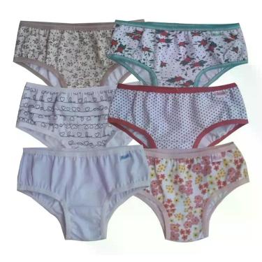 Imagem de Calcinha Ínfantil Algodão 6 unidades Moda Íntima CIV - mizuh, Sortida,