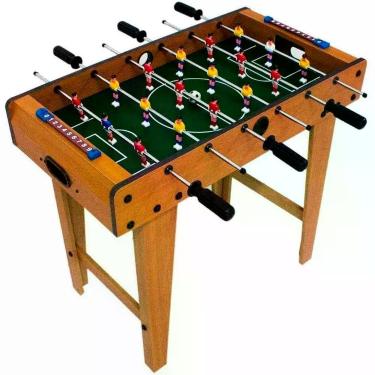 Imagem de Mini Mesa Pebolim Infantil Mdf Com Pés 18 Jogadores 69x62x37