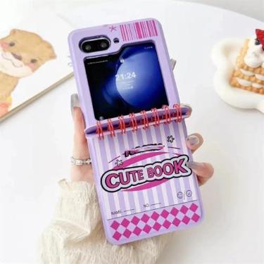 Imagem de Capa para celular estilo notebook para Samsung Galaxy Z Flip 6/5/4/3, Motorola Razr 60 50 Ultra e Razr 40 Ultra, roxa.