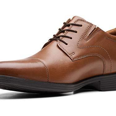 Imagem de Clarks Boné Oxford masculino Whiddon, Couro marrom escuro, 10 Wide